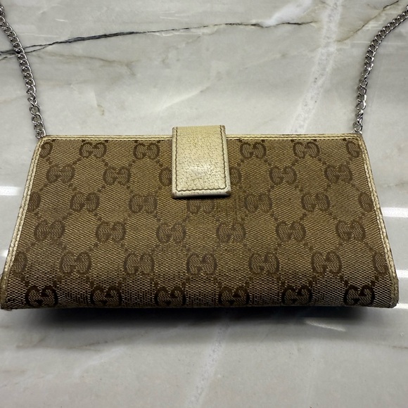 Gucci Tan Monogram Clutch with Chain Strap - Picture 1 of 9
